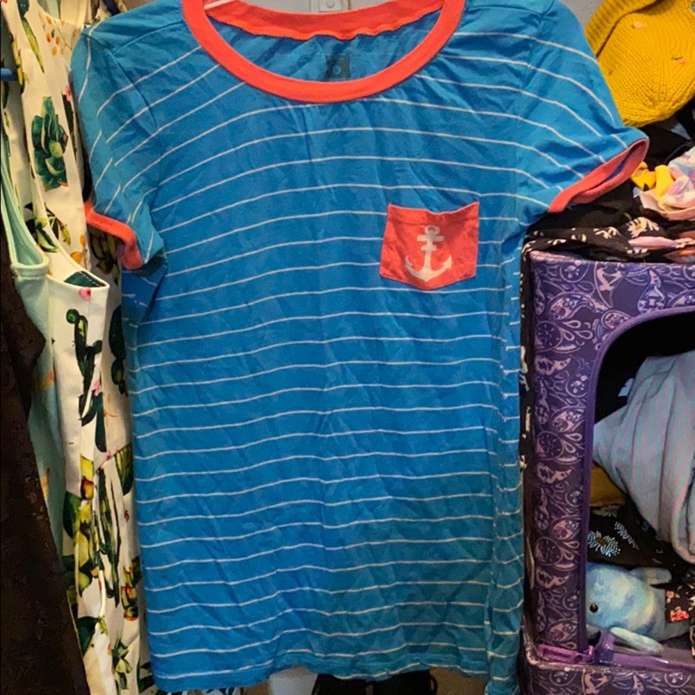 Striped anchor pocket tee